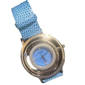 Blue Silver Rousseau NIB Working Genuine Leather Watch Women’s Fashion Jewelry